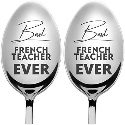 המורה הצרפתי הטוב ביותר אי פעם מתנות כוס כוס קפה לחבר - כף חרוט נירוסטה | סט של 2